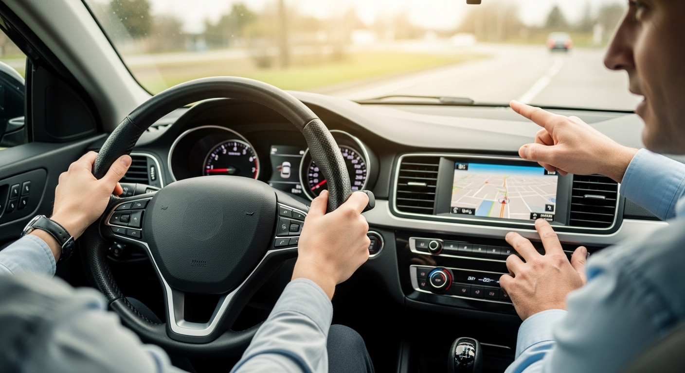 Học viên đang thực hành bổ túc tay lái xe số tự động TpHCM, tay đặt trên vô lăng xe hiện đại dưới sự hướng dẫn của giáo viên chuyên nghiệp. Học viên đang thực hành bổ túc tay lái xe số tự động TpHCM, tay đặt trên vô lăng xe hiện đại dưới sự hướng dẫn của giáo viên chuyên nghiệp.