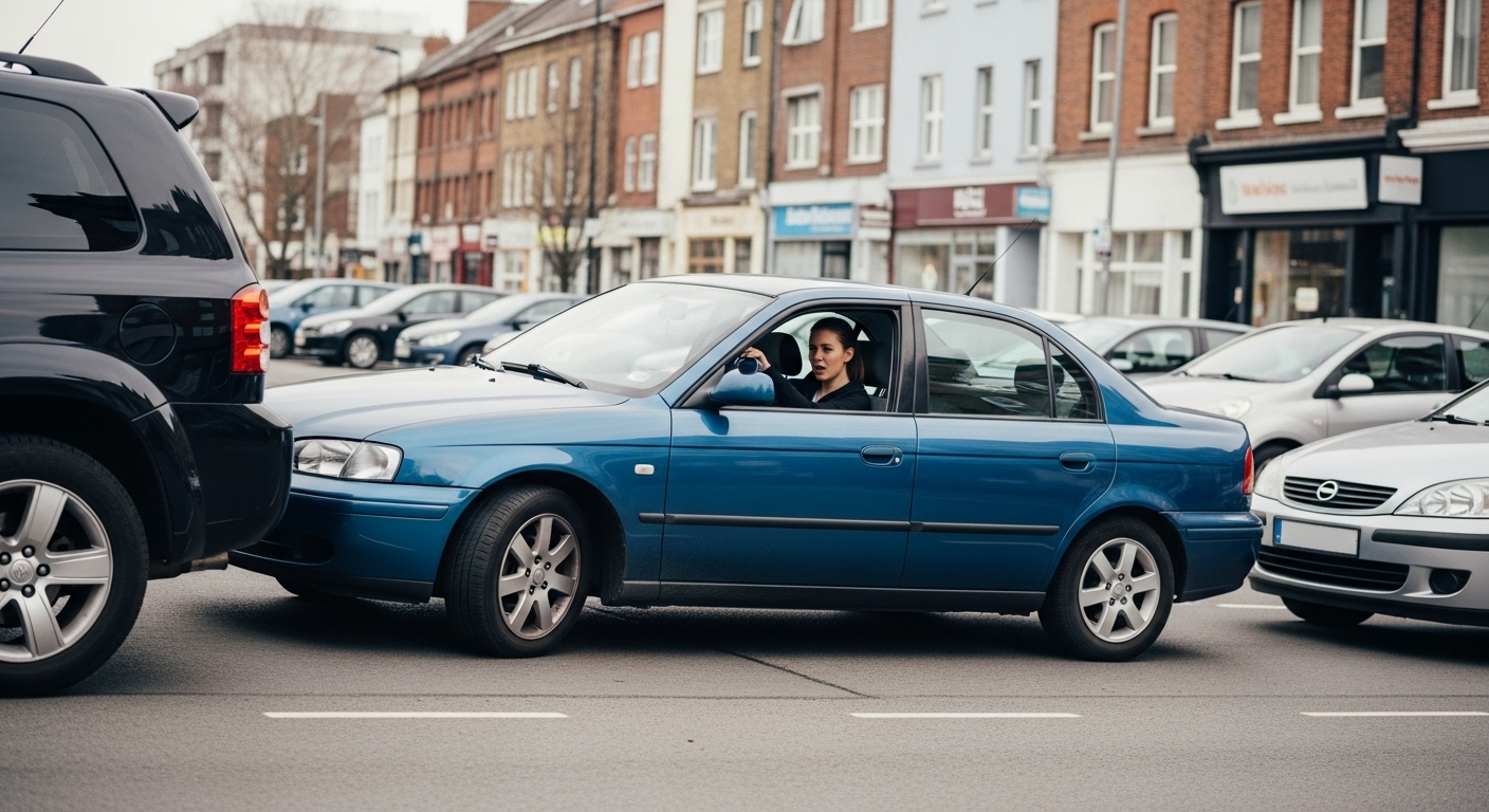 Học viên đang tập trung thực hành ghép xe song song với xe số tự động trên phố, minh họa buổi bổ túc tay lái xe số tự động TpHCM hiệu quả. Học viên đang tập trung thực hành ghép xe song song với xe số tự động trên phố, minh họa buổi bổ túc tay lái xe số tự động TpHCM hiệu quả.