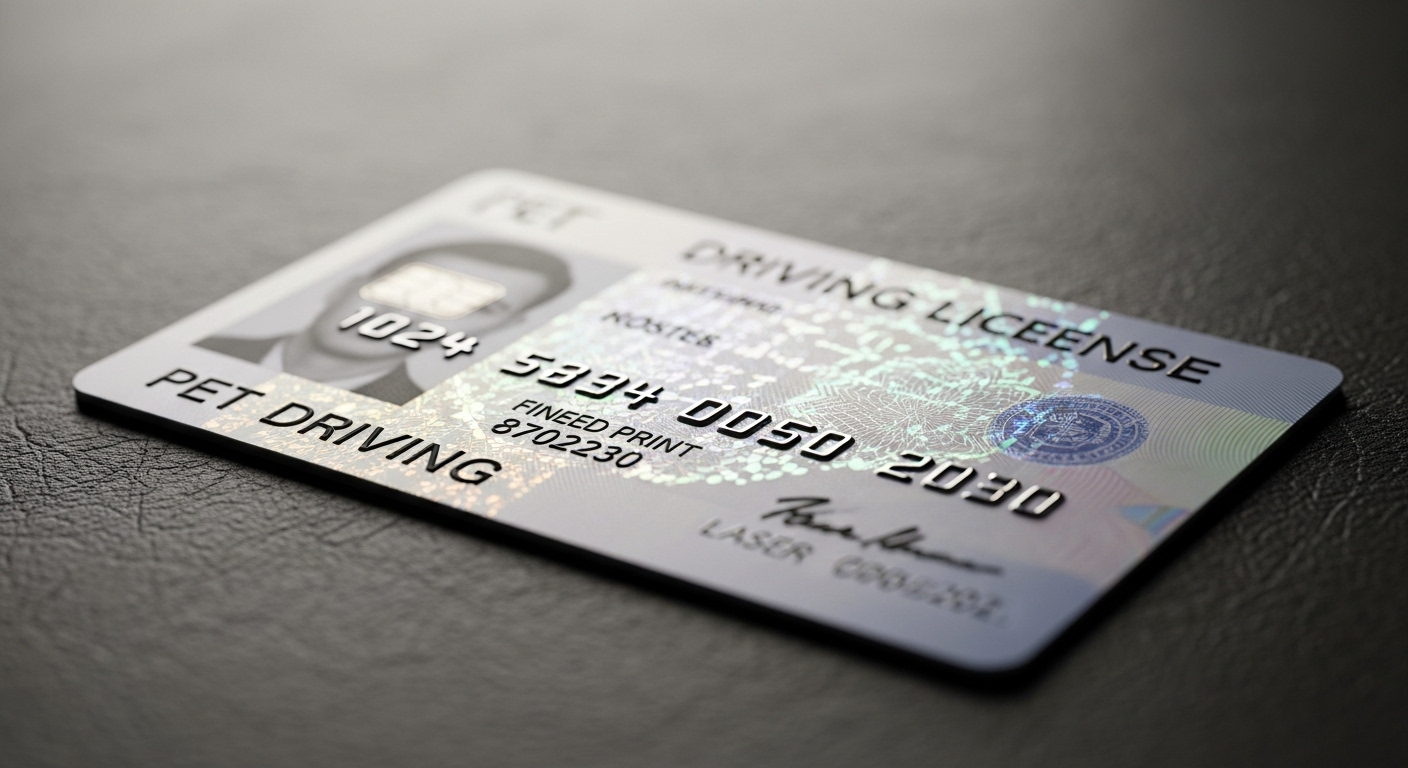Cận cảnh giấy phép lái xe ô tô PET hiện đại, hiển thị rõ nét các chi tiết đồ họa và hologram bảo mật, là mục tiêu quan trọng cho những ai tìm hiểu chi phí học lái xe ô tô B1 B2 C.