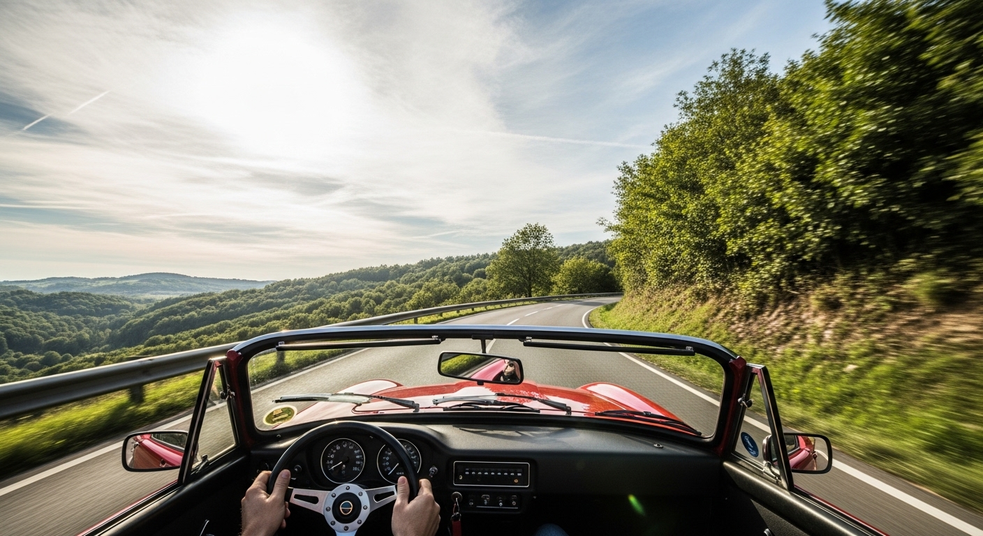 Một buổi bổ túc tay lái xe số sàn êm ái trên con đường quanh co, uốn lượn giữa phong cảnh xanh mát dưới bầu trời trong xanh. Một buổi bổ túc tay lái xe số sàn êm ái trên con đường quanh co, uốn lượn giữa phong cảnh xanh mát dưới bầu trời trong xanh.