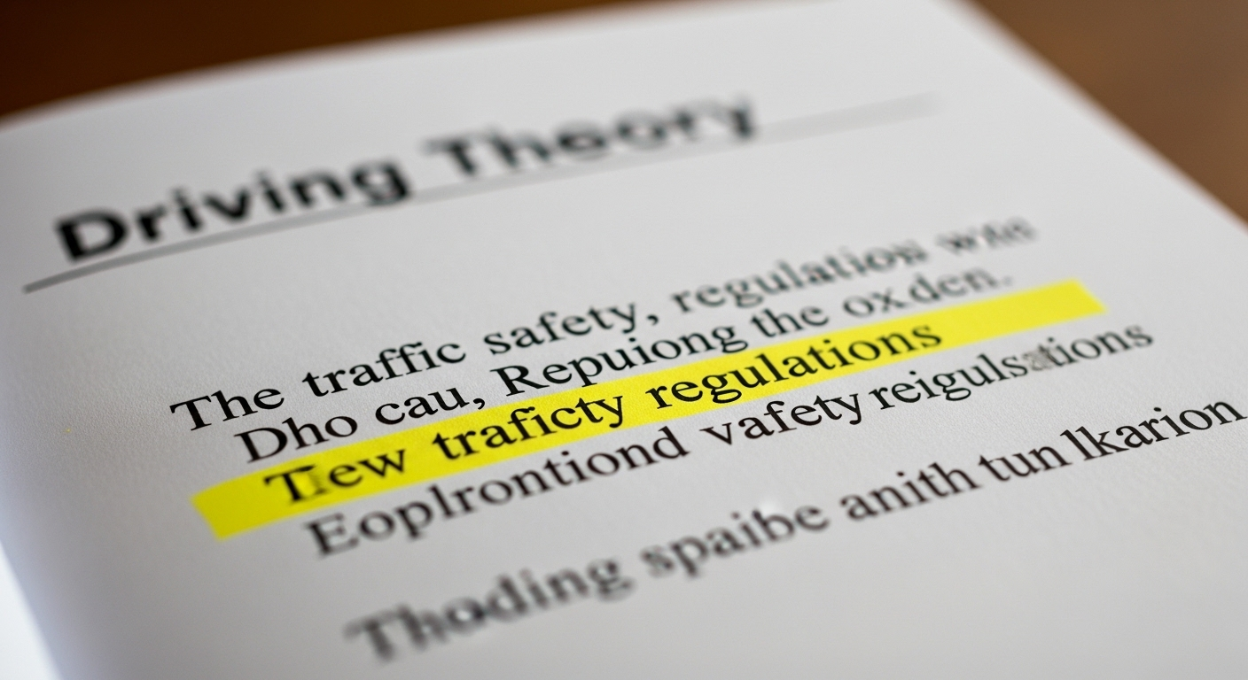 Trang sách hướng dẫn học lý thuyết lái xe ô tô hạng B với đoạn quy định an toàn giao thông quan trọng được tô vàng, thể hiện mẹo học lý thuyết lái xe ô tô hạng B hiệu quả.