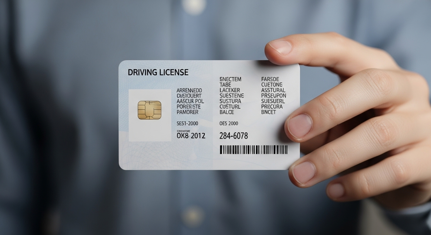 Ảnh cận cảnh bằng lái xe nhựa đang được cầm, liên quan đến các hạng B1, B2, C và thông tin bằng lái xe B1 B2 C lái được xe gì.