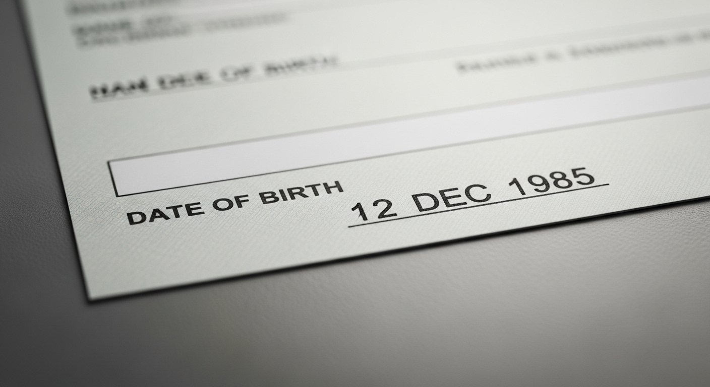 Cận cảnh giấy tờ tùy thân làm nổi bật mục Ngày sinh, minh họa cho quy định độ tuổi và sức khỏe học lái xe.