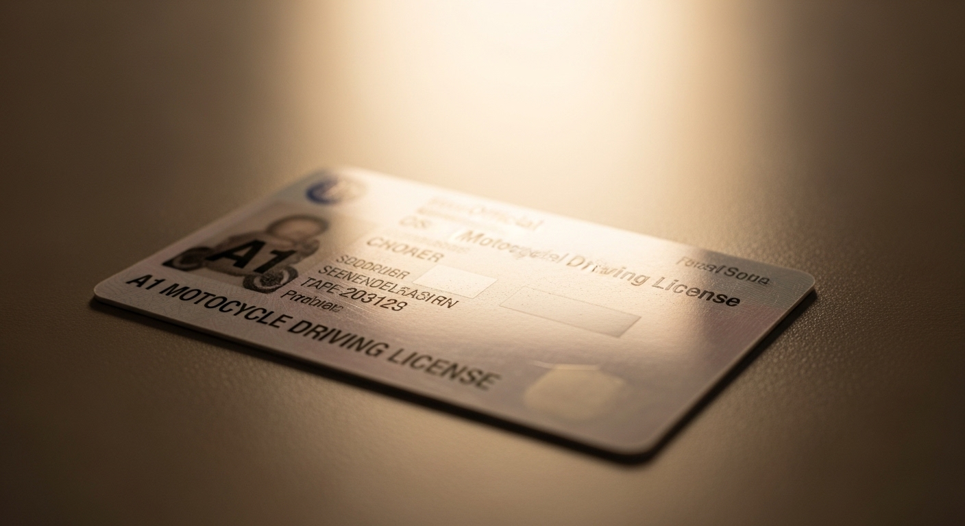 Cận cảnh bằng lái xe máy A1 chính thức, hiển thị rõ thông tin, là thành quả khi áp dụng mẹo thi lý thuyết bằng lái xe máy A1 hiệu quả.