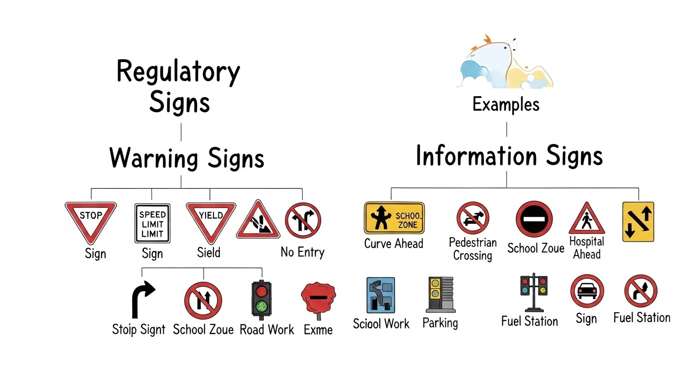 Sơ đồ tư duy vẽ tay đầy màu sắc tổng hợp luật và biển báo giao thông, cùng bút màu, cung cấp các mẹo thi lý thuyết bằng lái xe 2025 hiệu quả. Sơ đồ tư duy vẽ tay đầy màu sắc tổng hợp luật và biển báo giao thông, cùng bút màu, cung cấp các mẹo thi lý thuyết bằng lái xe 2025 hiệu quả.
