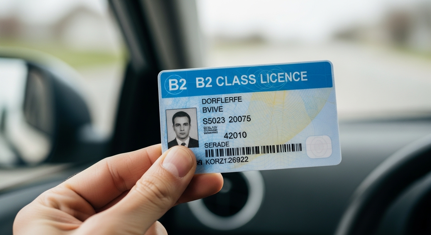 Hình ảnh chi tiết bằng lái xe ô tô hạng B2 được cầm trên tay, minh chứng cho thành công khi học tại một trường dạy lái xe ô tô B2 TpHCM.