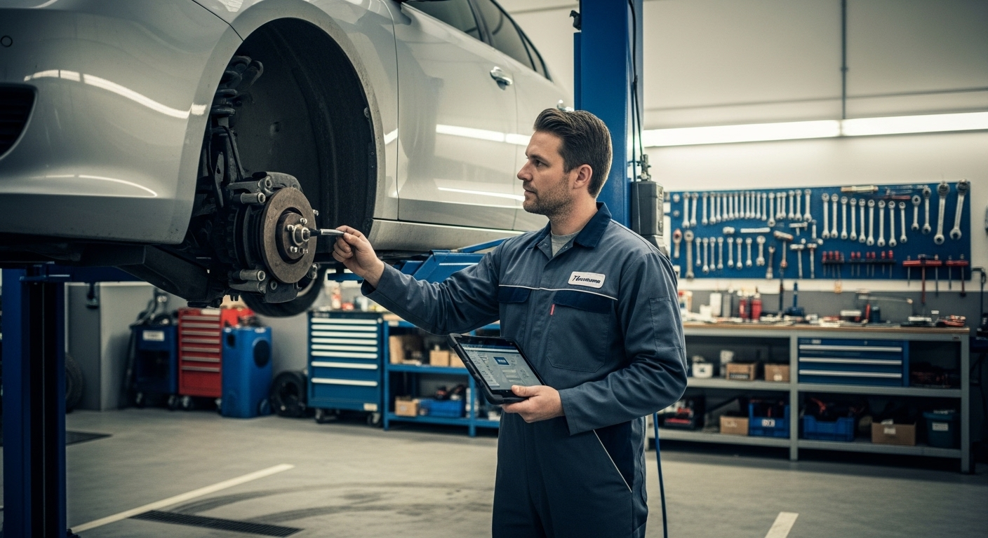 Kỹ thuật viên chuyên nghiệp kiểm tra hệ thống treo xe ô tô trên cầu nâng bằng máy chẩn đoán. Đây là kinh nghiệm mua xe ô tô cũ quan trọng để đảm bảo chất lượng xe. Kỹ thuật viên chuyên nghiệp kiểm tra hệ thống treo xe ô tô trên cầu nâng bằng máy chẩn đoán. Đây là kinh nghiệm mua xe ô tô cũ quan trọng để đảm bảo chất lượng xe.